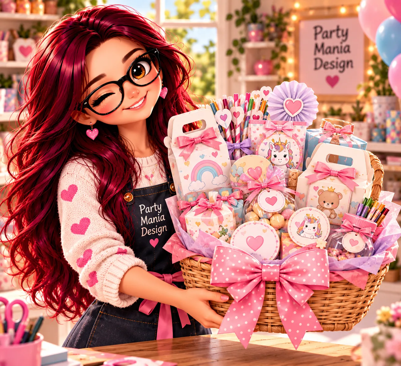 Immagine cartone animato con ragazza che tiene in mano un regalo