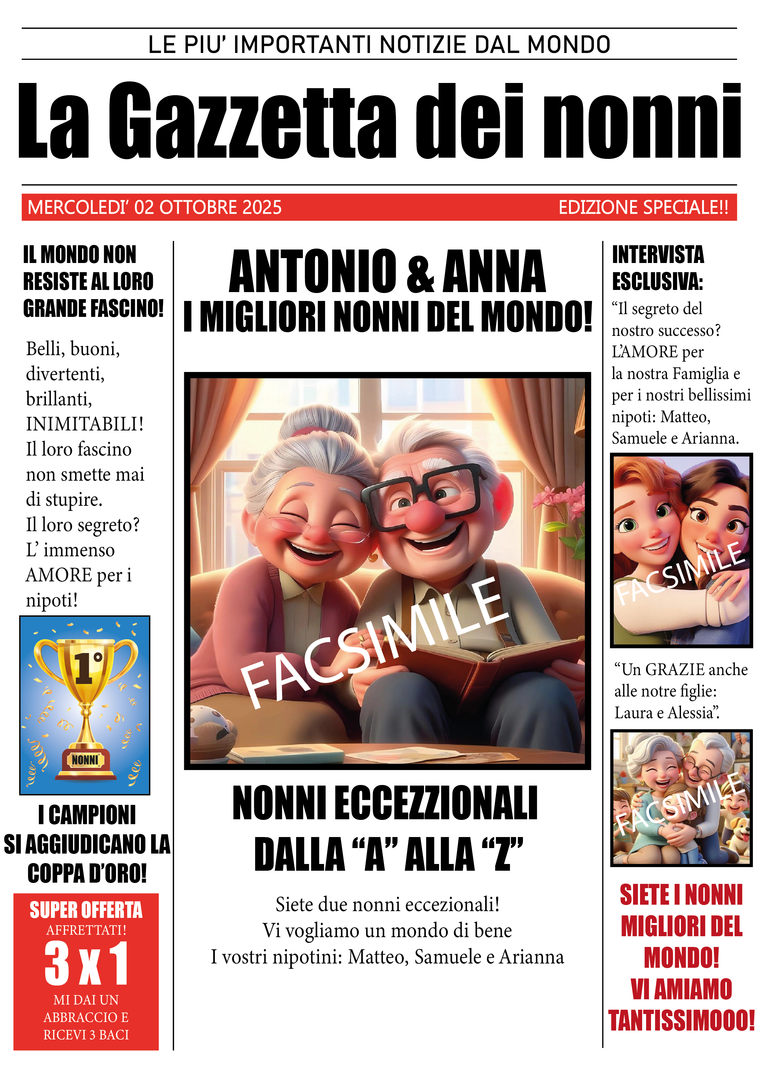 Quadretto stile gazzetta, personalizzato sia ...